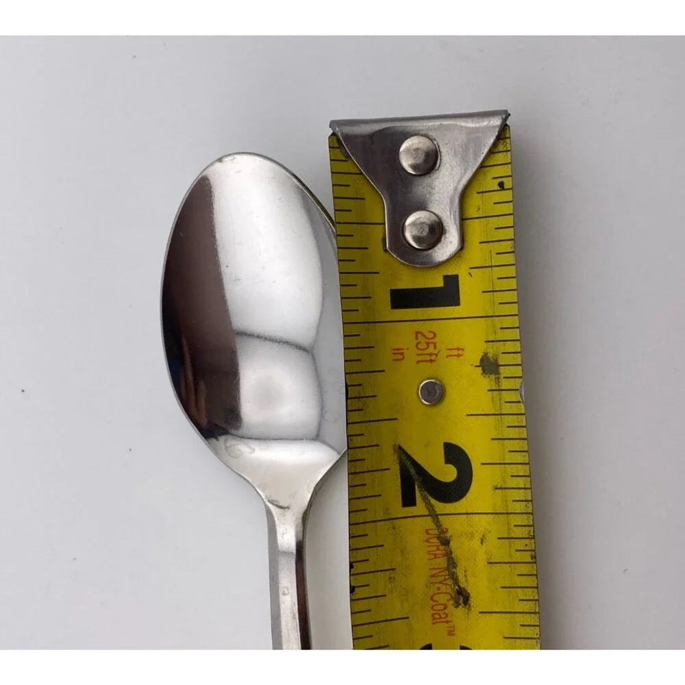 Vtg BUFFALO JAPAN Stainless 6pc Long Dessert Drink Spoons Flatware Silverware